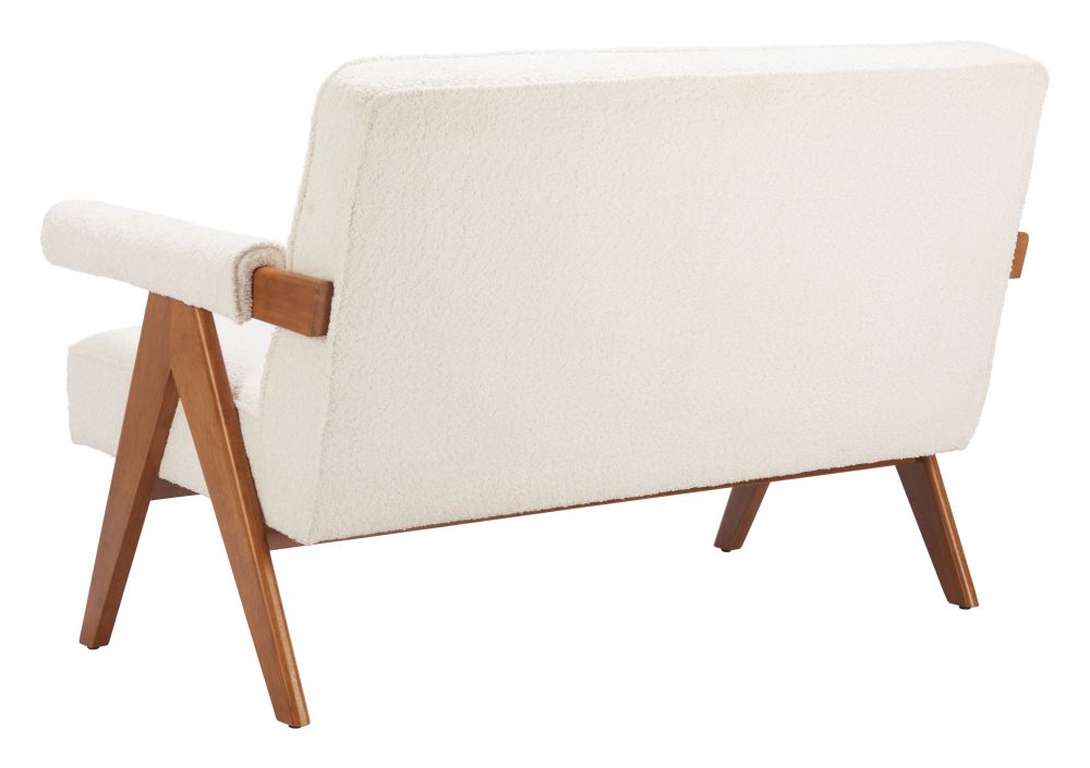 Zuo Modern Encanto Ivory Textured Fabric Loveseat