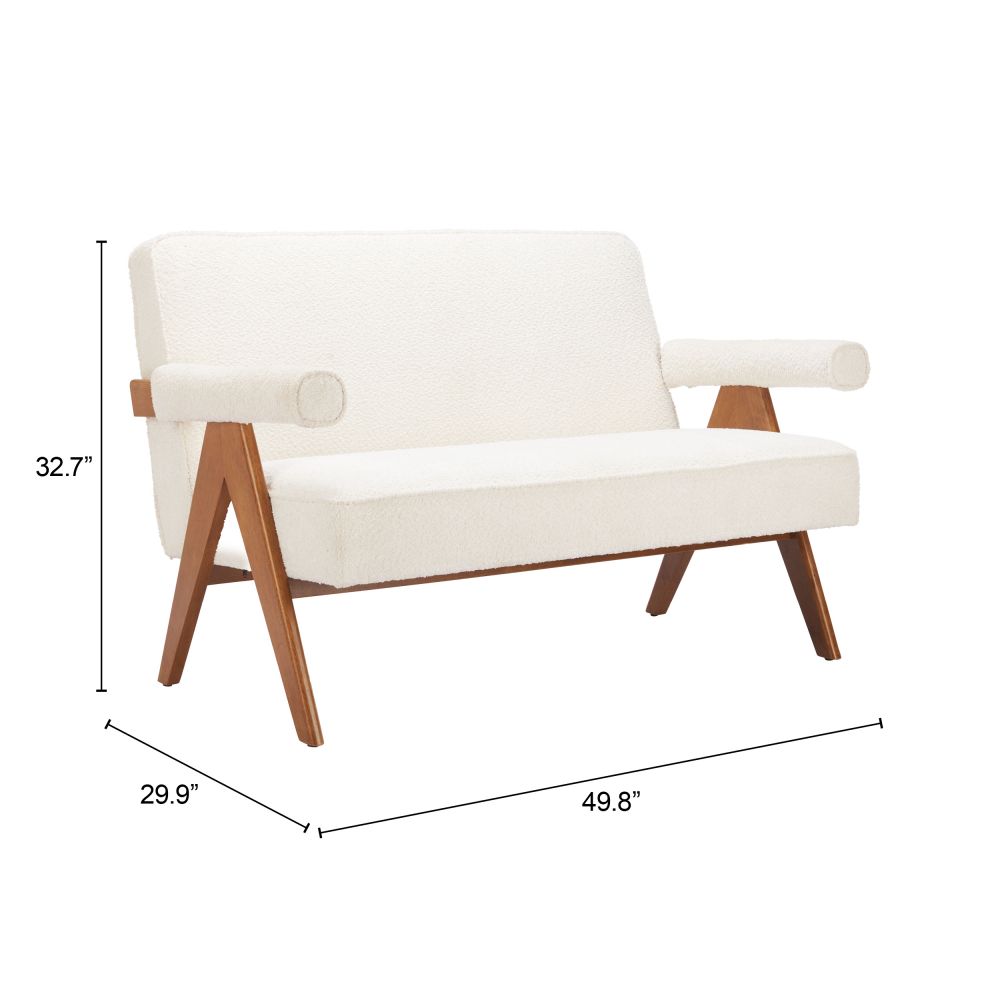 Zuo Modern Encanto Ivory Textured Fabric Loveseat