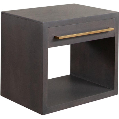 Encore Solid Mango Wood 1-Drawer End Table in Grey Oak Finish-Side Tables-Diamond Sofa-Sideboards and Things 