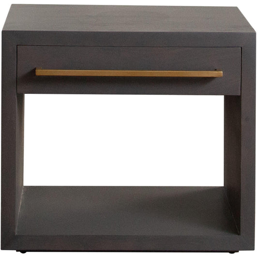 Encore Solid Mango Wood 1-Drawer End Table in Grey Oak Finish-Side Tables-Diamond Sofa-Sideboards and Things 