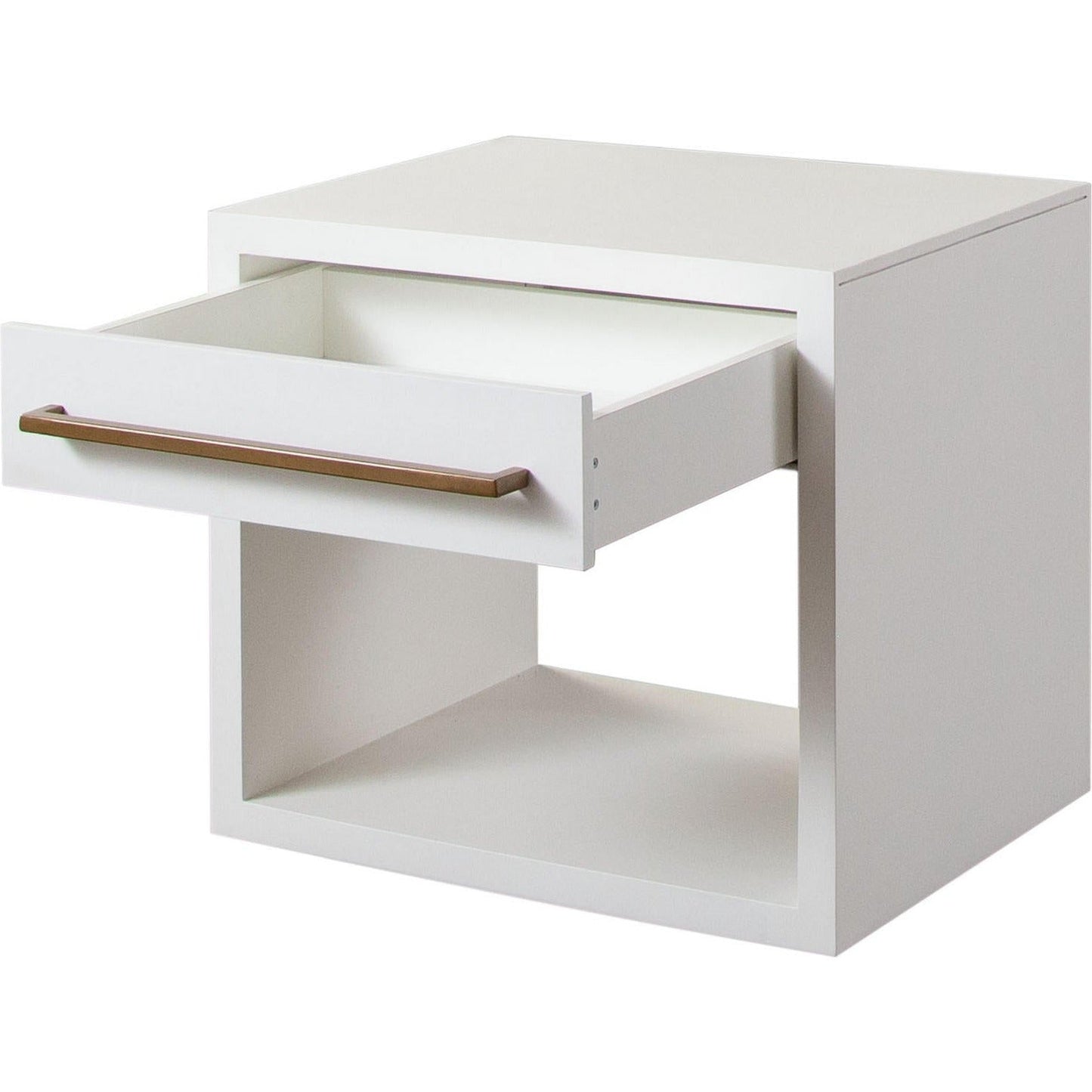 Encore Solid Mango Wood 1-Drawer End Table in White Finish-Side Tables-Diamond Sofa-Sideboards and Things 