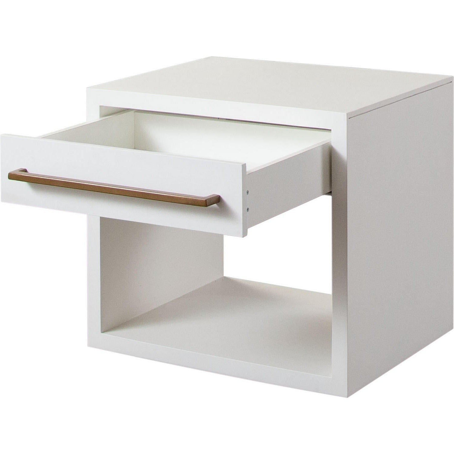 Encore Solid Mango Wood 1-Drawer End Table in White Finish-Side Tables-Diamond Sofa-Sideboards and Things 