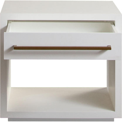 Encore Solid Mango Wood 1-Drawer End Table in White Finish-Side Tables-Diamond Sofa-Sideboards and Things 