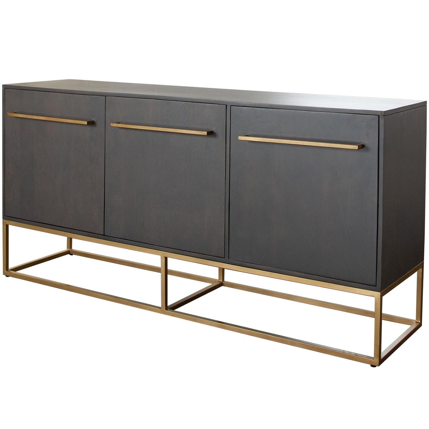 Encore Solid Mango Wood 3-Door Sideboard in Grey Oak Finish-Sideboards-Diamond Sofa-Sideboards and Things 