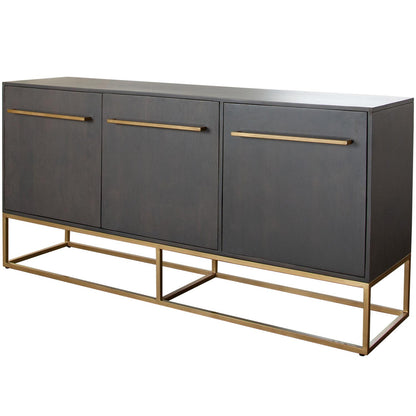 Encore Solid Mango Wood 3-Door Sideboard in Grey Oak Finish-Sideboards-Diamond Sofa-Sideboards and Things 