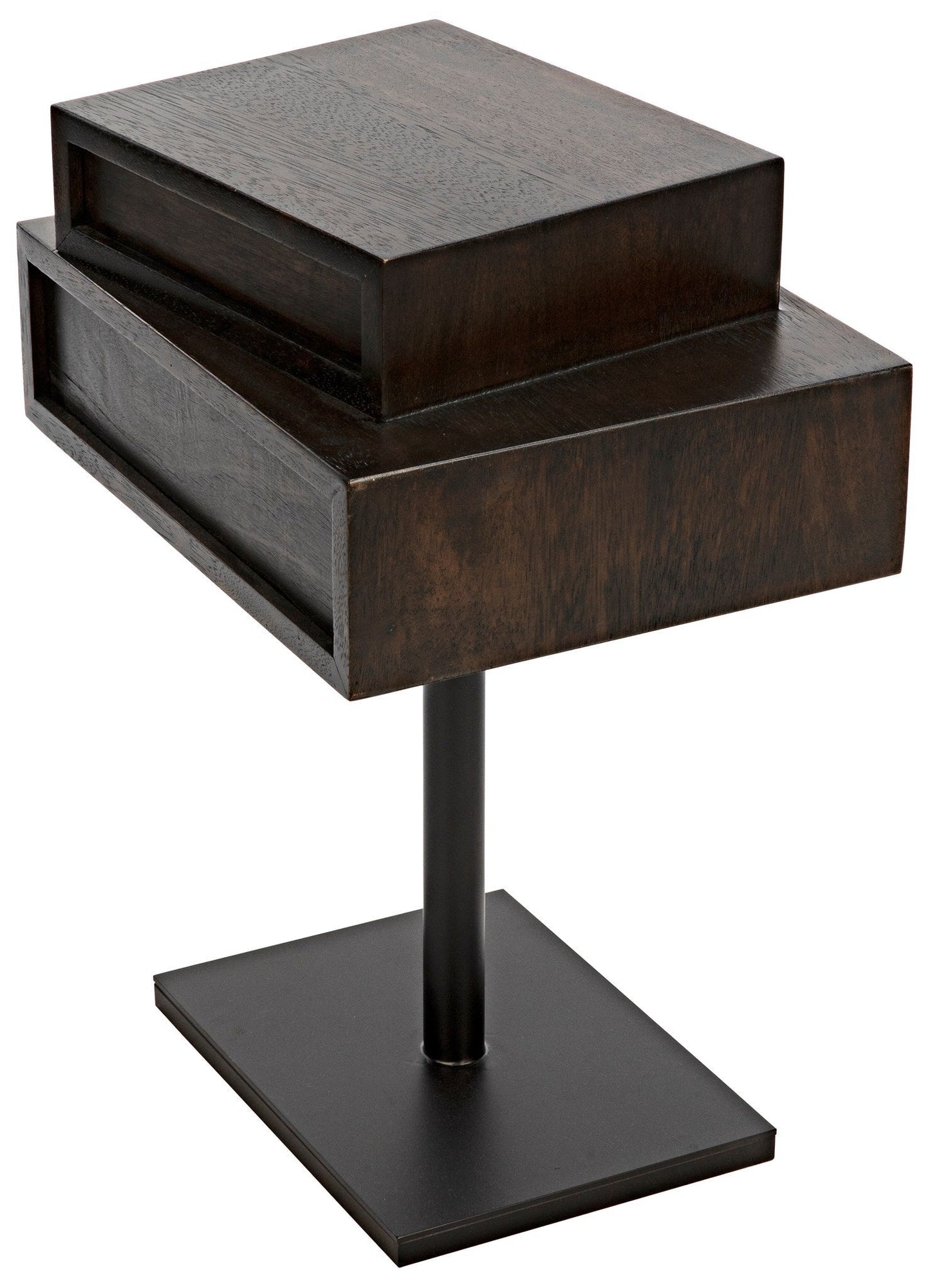 Enola Side Table, Ebony Walnut with Steel Base-Side Tables-Noir-Sideboards and Things