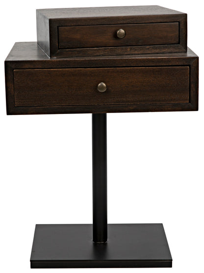 Enola Side Table, Ebony Walnut with Steel Base-Side Tables-Noir-Sideboards and Things