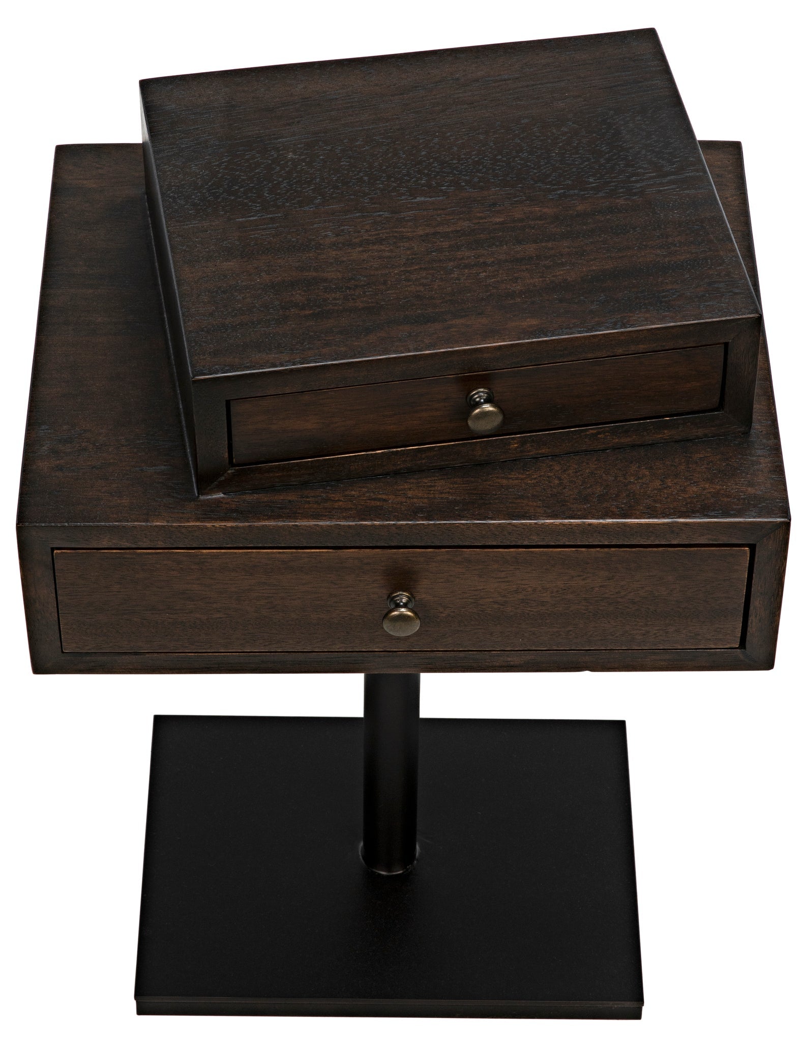 Enola Side Table, Ebony Walnut with Steel Base-Side Tables-Noir-Sideboards and Things