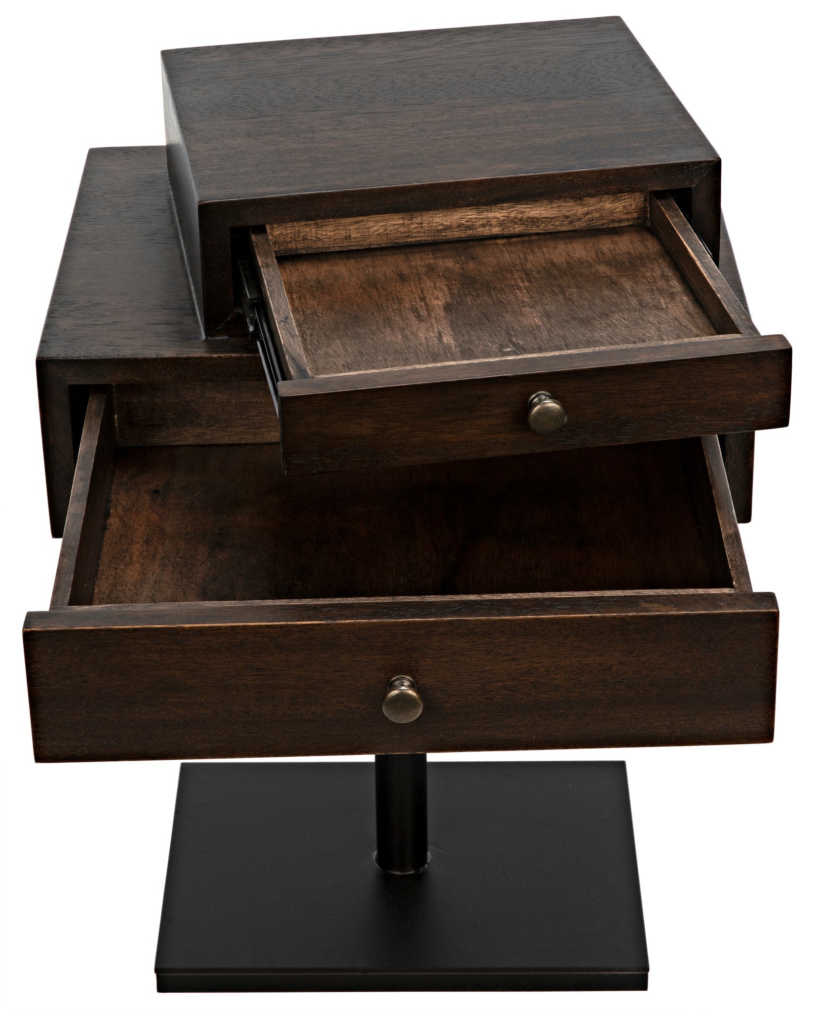 Enola Side Table, Ebony Walnut with Steel Base-Side Tables-Noir-Sideboards and Things