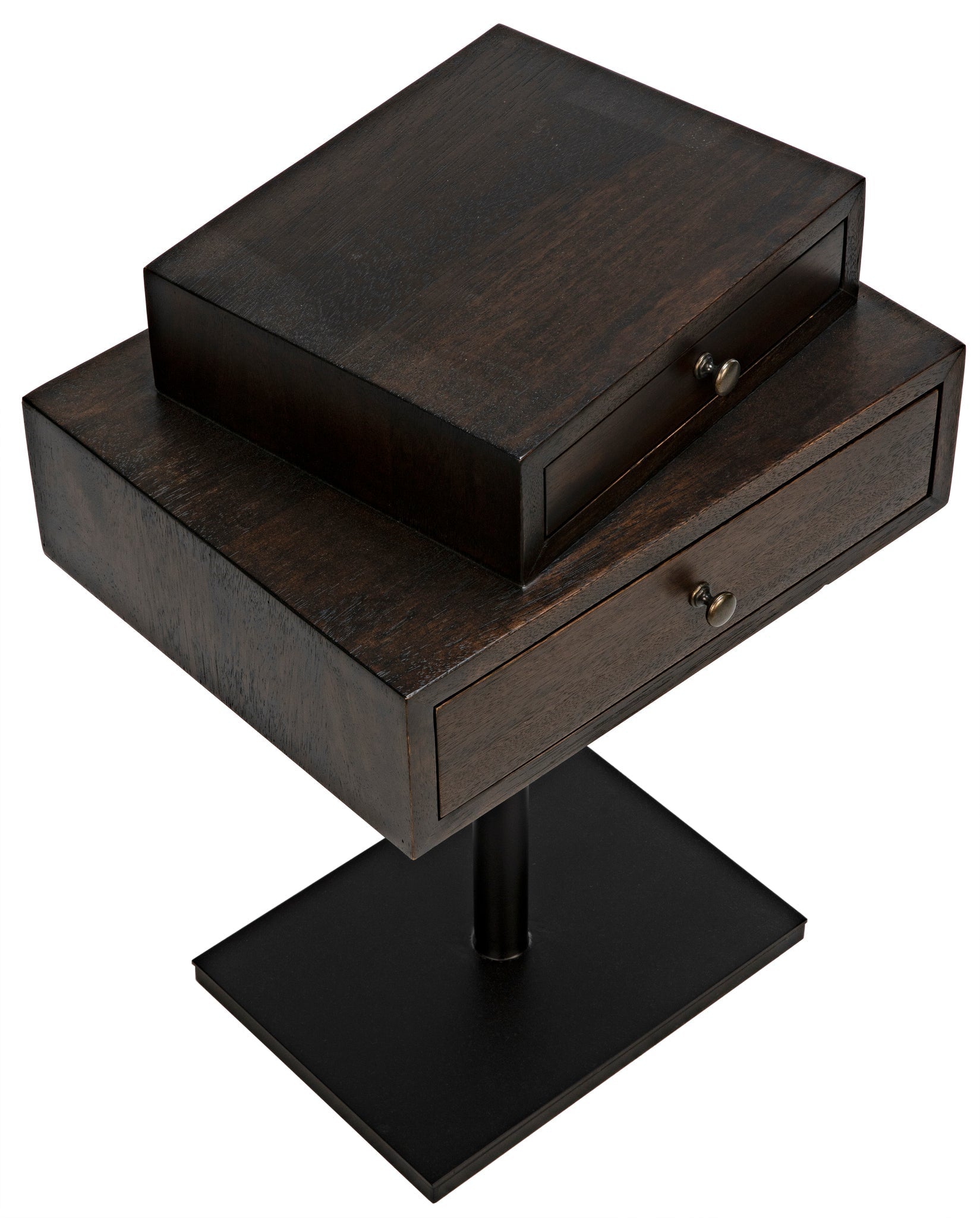 Enola Side Table, Ebony Walnut with Steel Base-Side Tables-Noir-Sideboards and Things