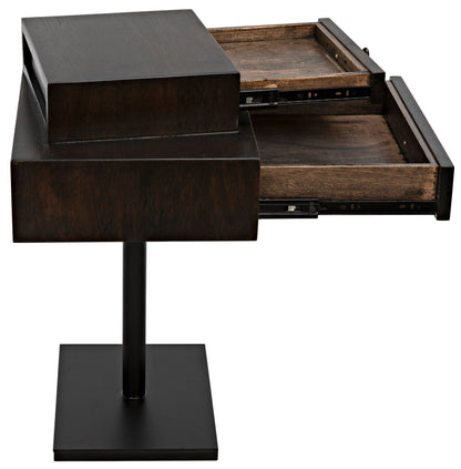 Enola Side Table, Ebony Walnut with Steel Base-Side Tables-Noir-Sideboards and Things