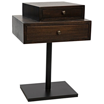 Enola Side Table, Ebony Walnut with Steel Base-Side Tables-Noir-Sideboards and Things