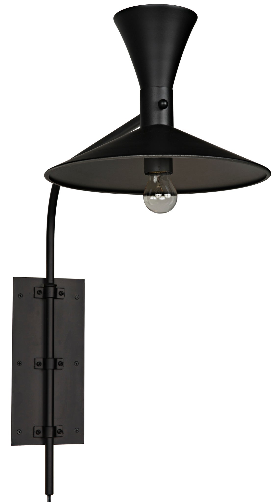 Enzo Black Steel Sconce-Wall Sconces-Noir-Sideboards and Things