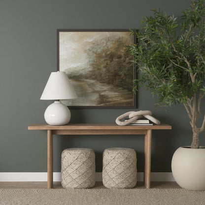 Mercana Esfera Beige Chevron Woven Round Pouf