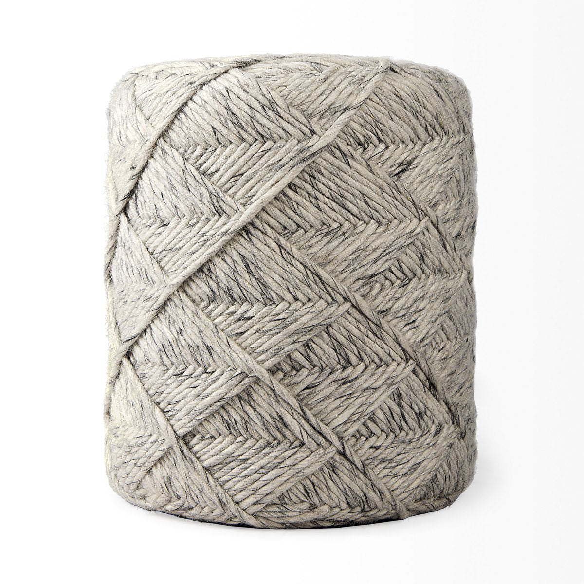 Mercana Esfera Beige Chevron Woven Round Pouf