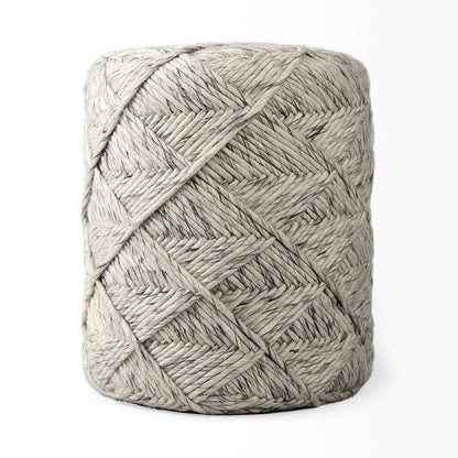 Mercana Esfera Beige Chevron Woven Round Pouf