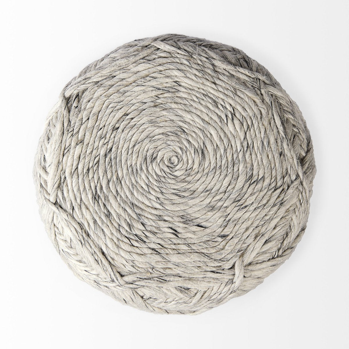 Mercana Esfera Beige Chevron Woven Round Pouf