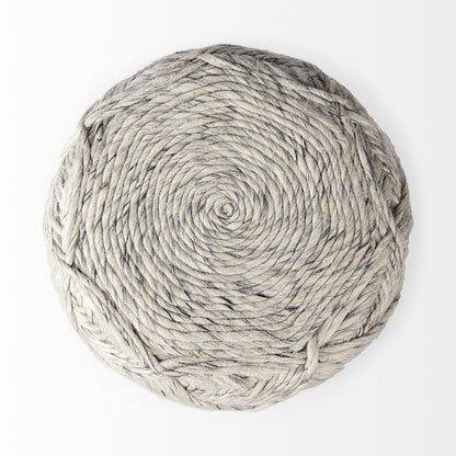 Mercana Esfera Beige Chevron Woven Round Pouf