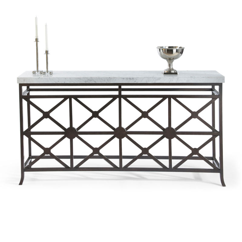 Chelsea House Eton Manor White Marble Top Sofa Table