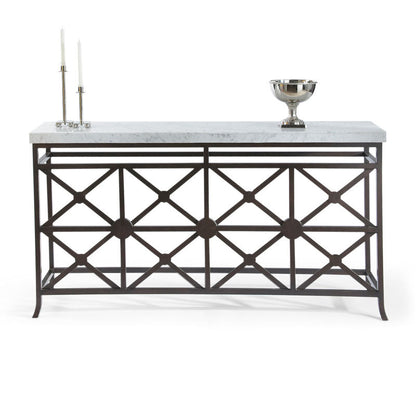 Chelsea House Eton Manor White Marble Top Sofa Table