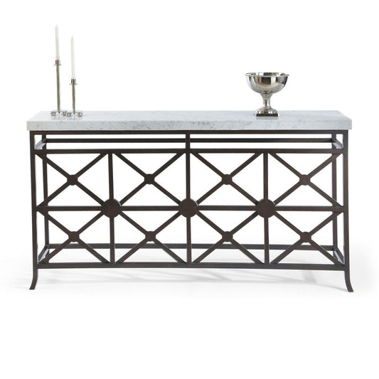 Chelsea House Eton Manor White Marble Top Sofa Table
