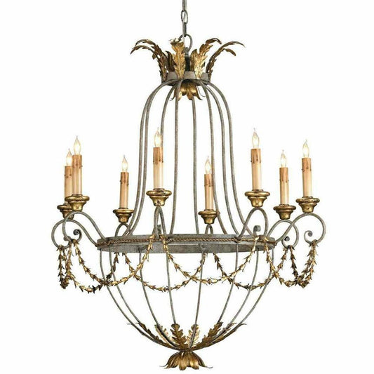 Etruscan Gold Leaf Elegance Chandelier Chandeliers Sideboards and Things By Currey & Co