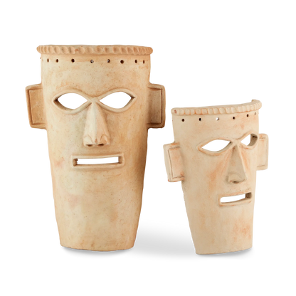 Etu Washed Mask Set of 2-Statues & Sculptures-Currey & Co-Sideboards and Things