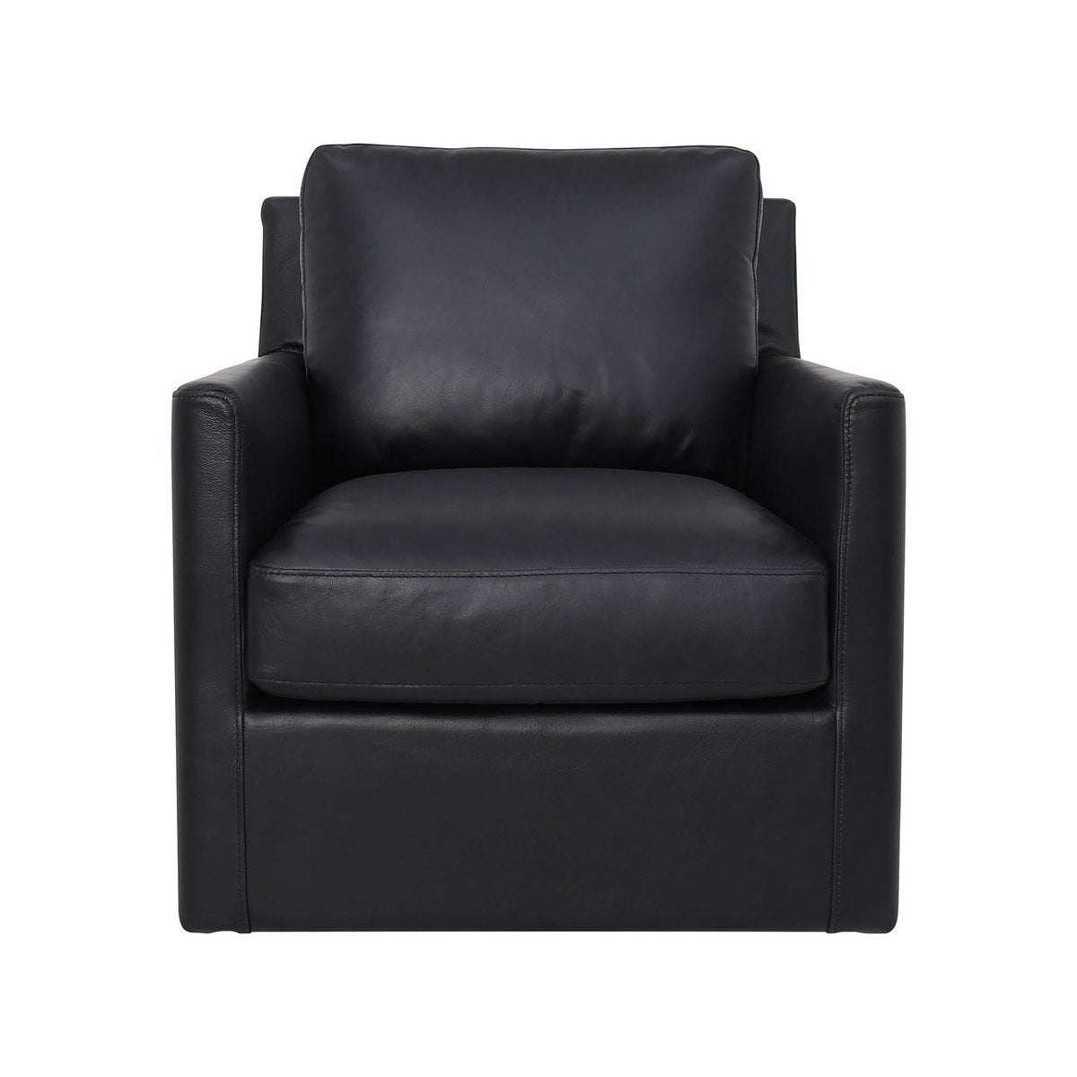 LH Home Europa Top Grain Black Leather Swivel Glider