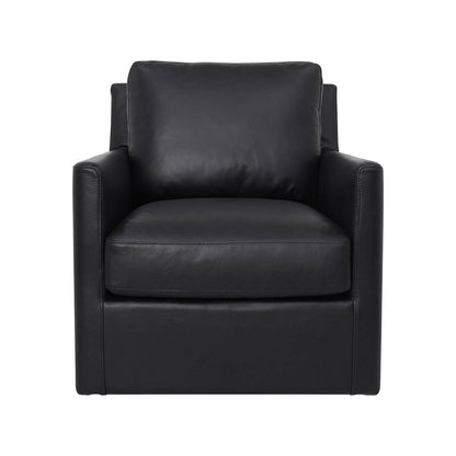 LH Home Europa Top Grain Black Leather Swivel Glider
