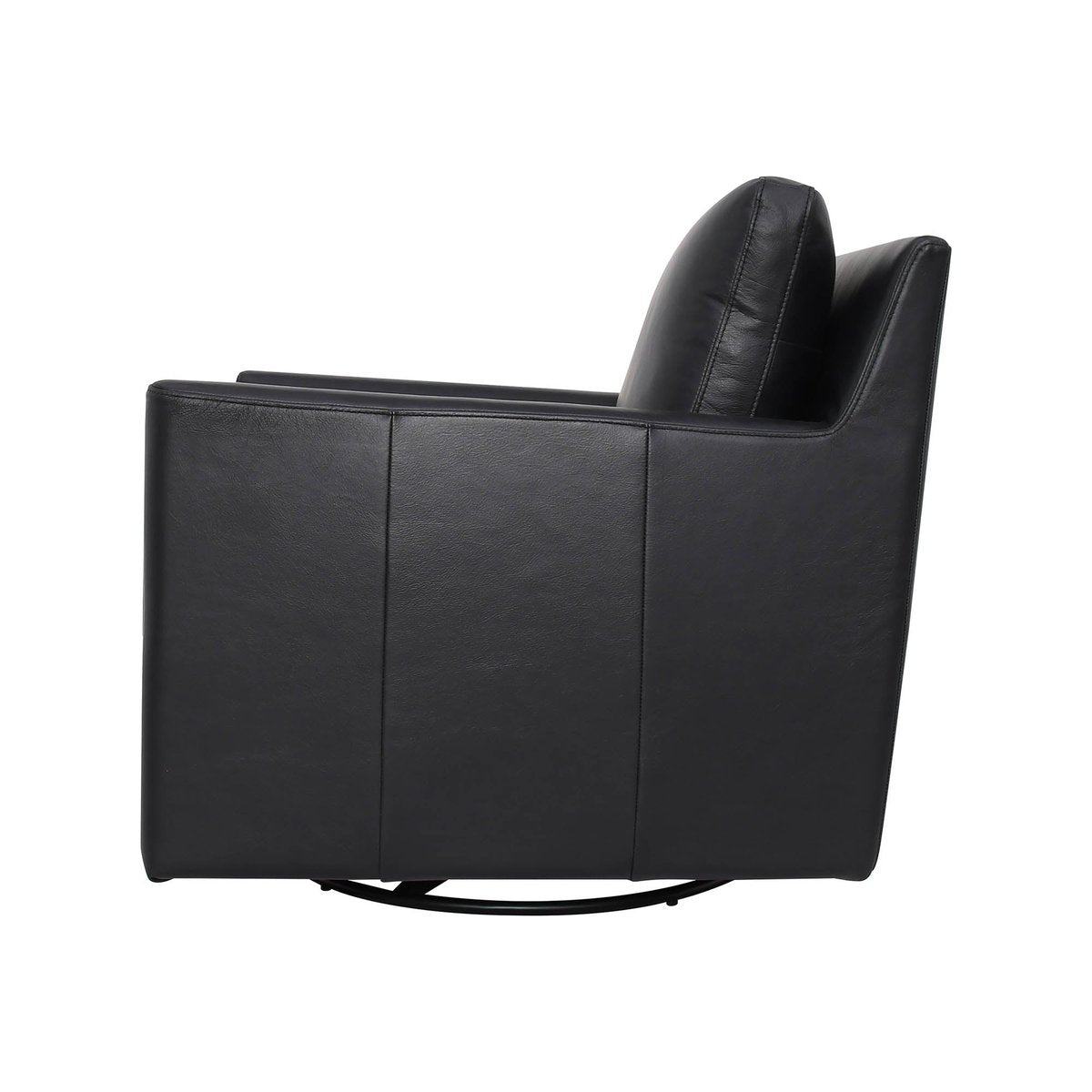 LH Home Europa Top Grain Black Leather Swivel Glider