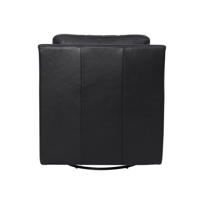 LH Home Europa Top Grain Black Leather Swivel Glider