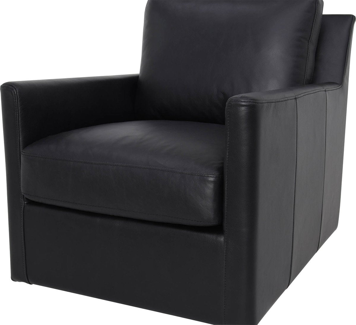 LH Home Europa Top Grain Black Leather Swivel Glider