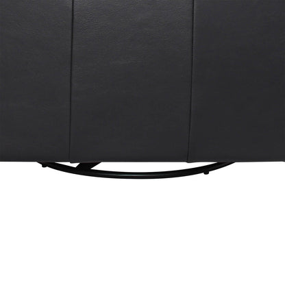 LH Home Europa Top Grain Black Leather Swivel Glider