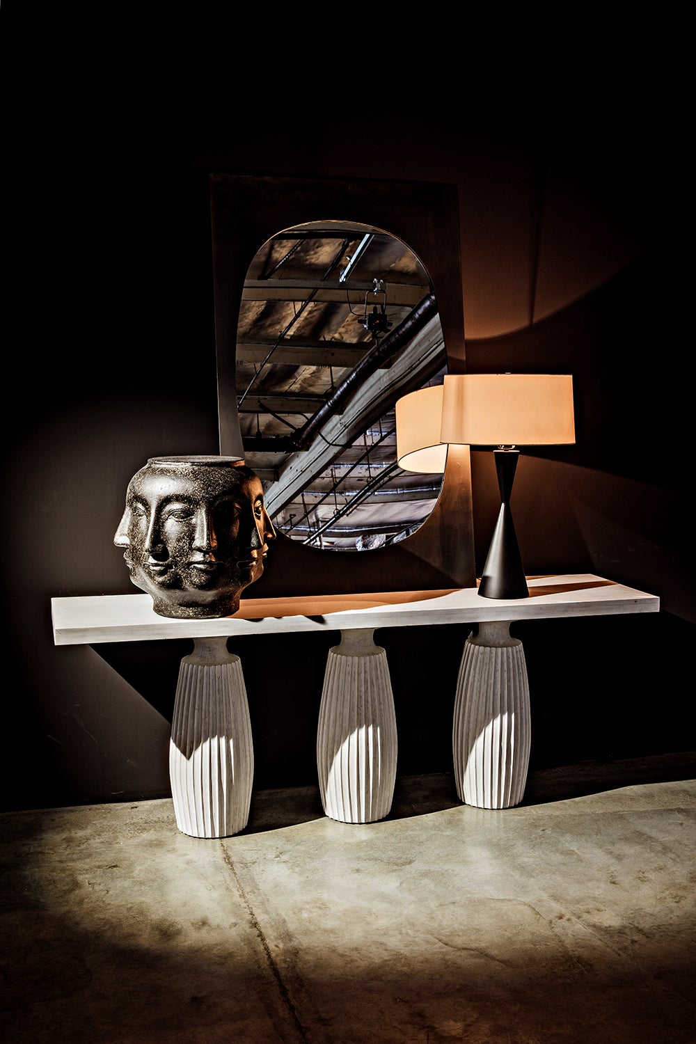 Evelyn Wood White Rectangle Console Table-Console Tables-Noir-Sideboards and Things