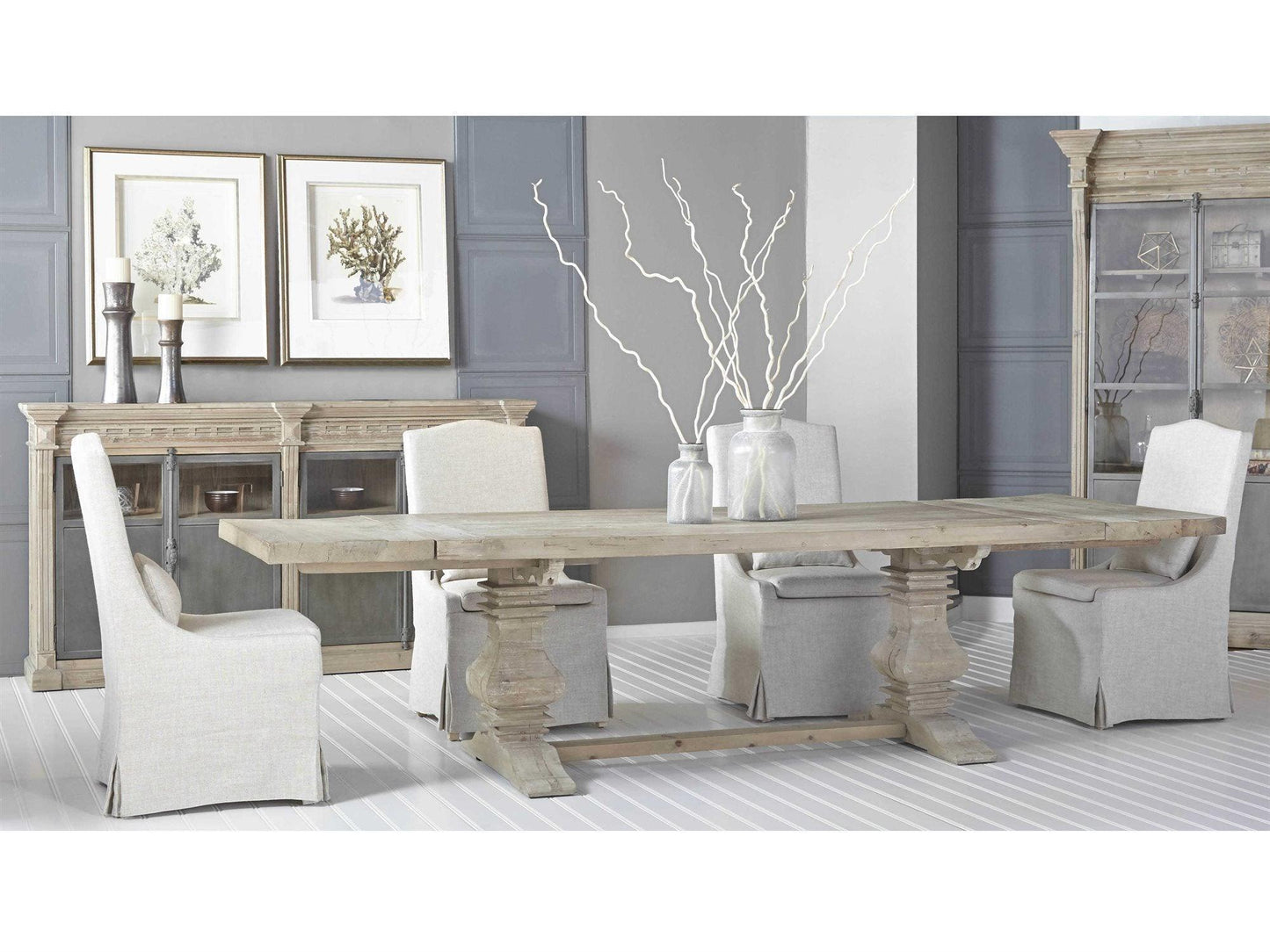 Extendable Dining Table Set With Slipcover Dining Chairs Dining Table Sets Sideboards and Things By Essentials For Living