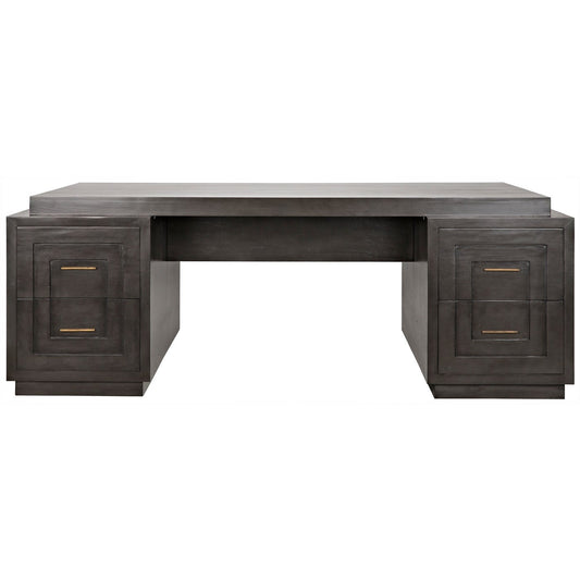 Extra Large Mentor Desk, Mahogany Wood Unique Desk With Drawers-Home Office Desks-Noir-Sideboards and Things