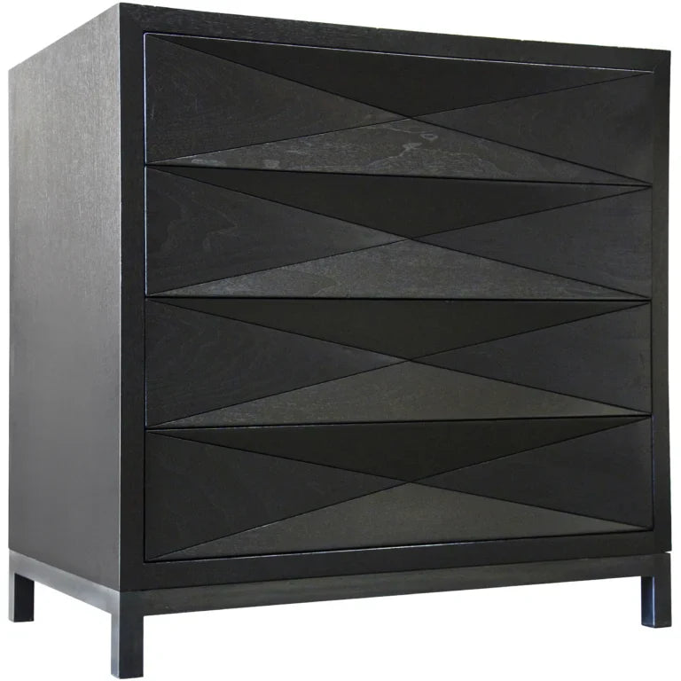 Diamante Walnut 4 Push-Open Drawers Nightstand