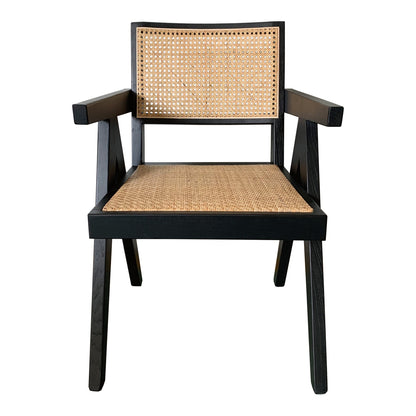 Takashi Wood and Rattan Black Armchair (Set of 2)