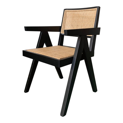 Takashi Wood and Rattan Black Armchair (Set of 2)