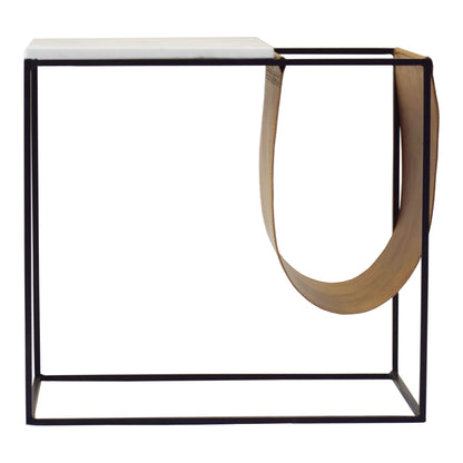 Cave White Marble and Iron Magazine Rack