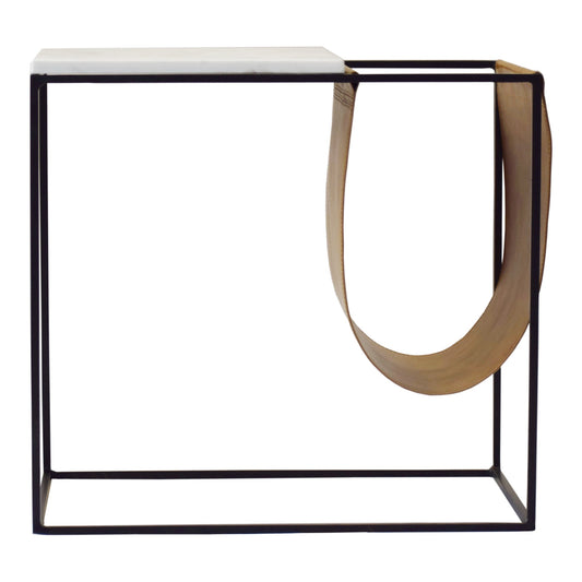 Cave White Marble and Iron Magazine Rack