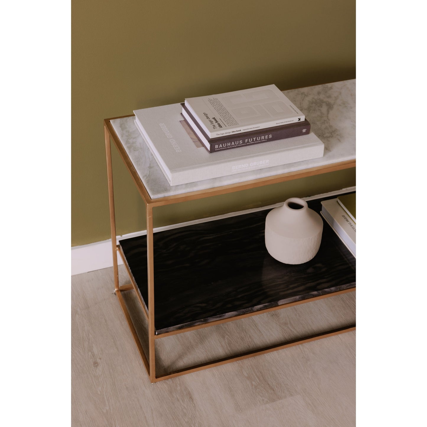 Mies Marble and Iron Grey Rectangular Media Console