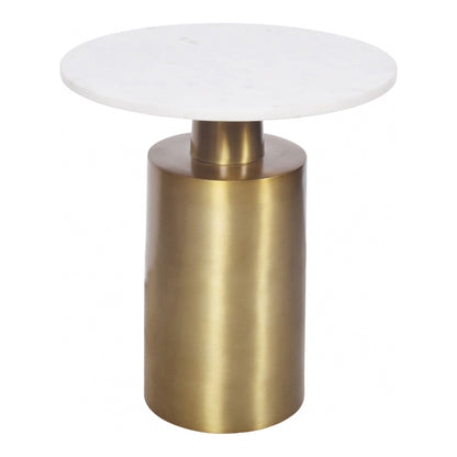 France Aluminum and White Marble Round Accent Table