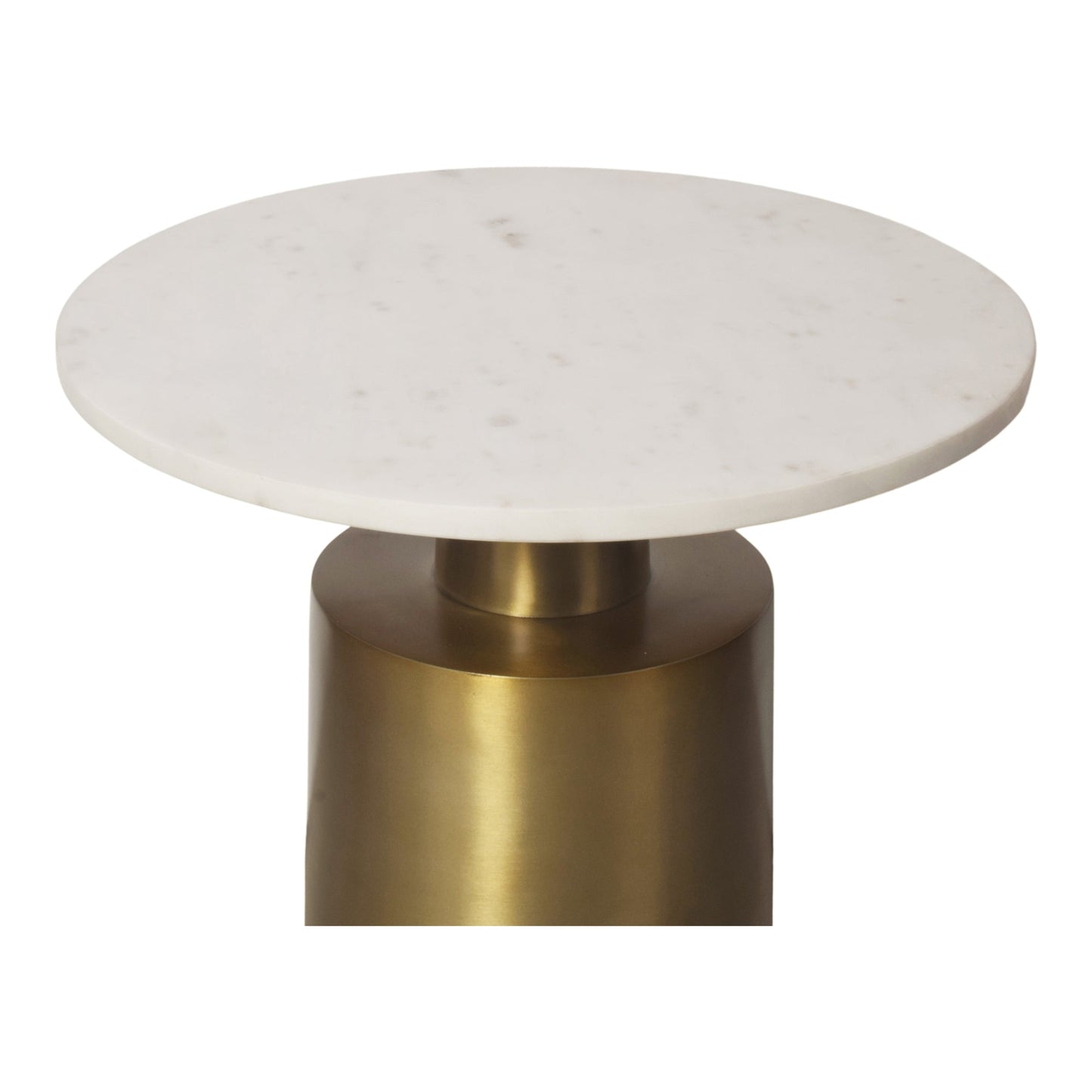 France Aluminum and White Marble Round Accent Table