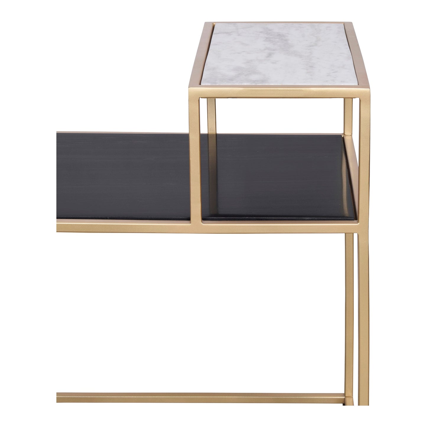 Mies Black and White Marble Geometric Side Table