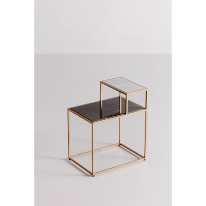 Mies Black and White Marble Geometric Side Table