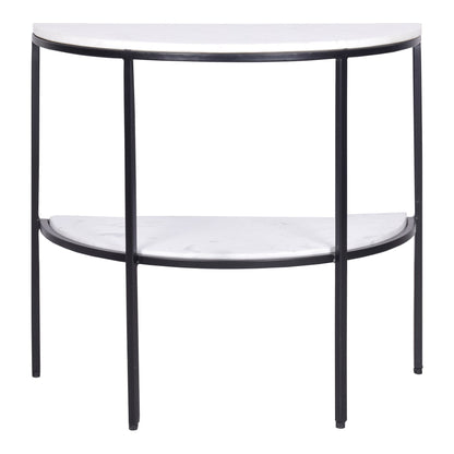 Lazlo Iron and Marble White Geometric Side Table