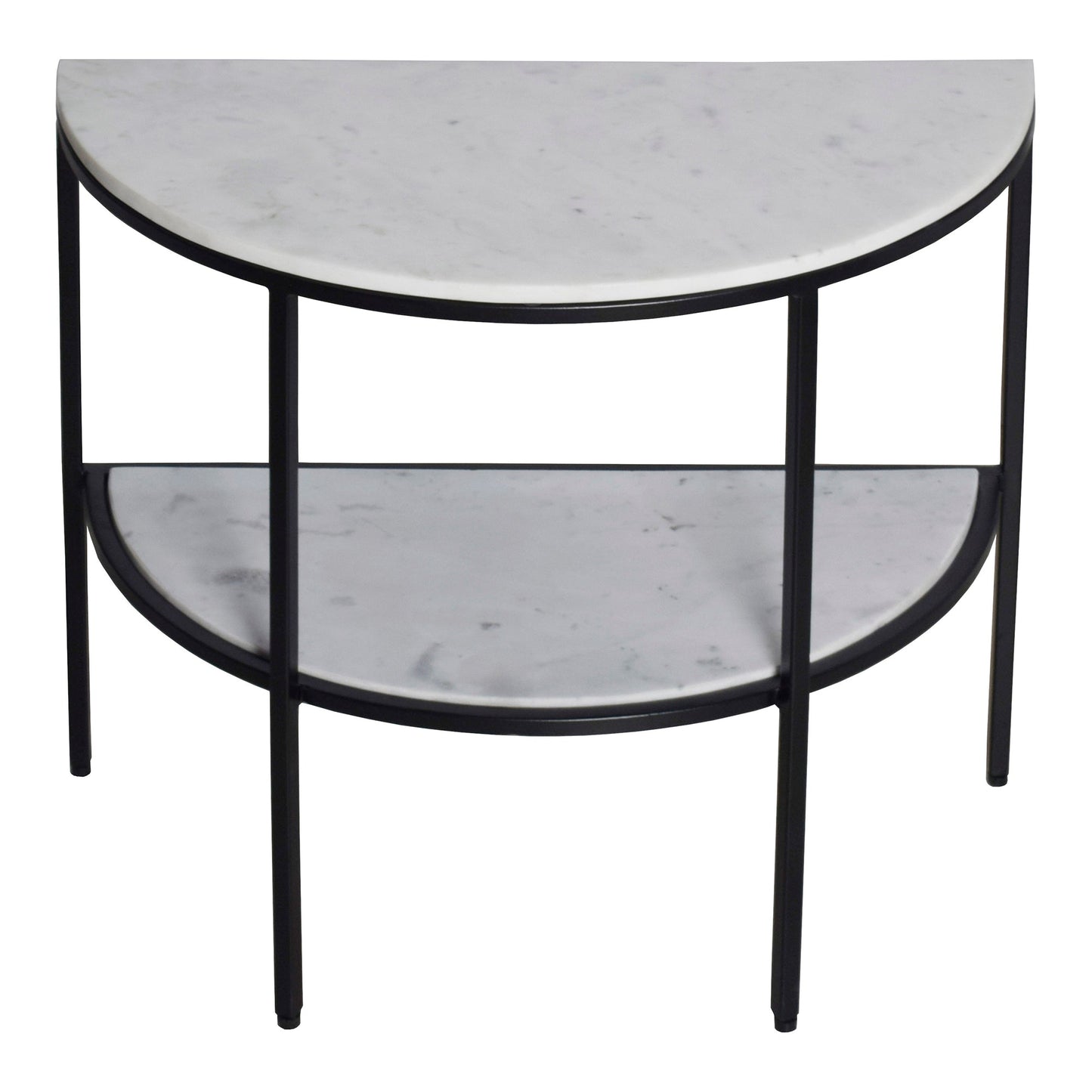 Lazlo Iron and Marble White Geometric Side Table