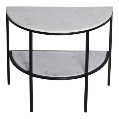 Lazlo Iron and Marble White Geometric Side Table