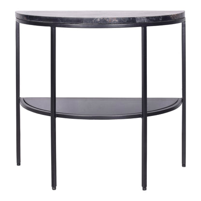 Aurora Black Marble and Iron Geometric Side Table